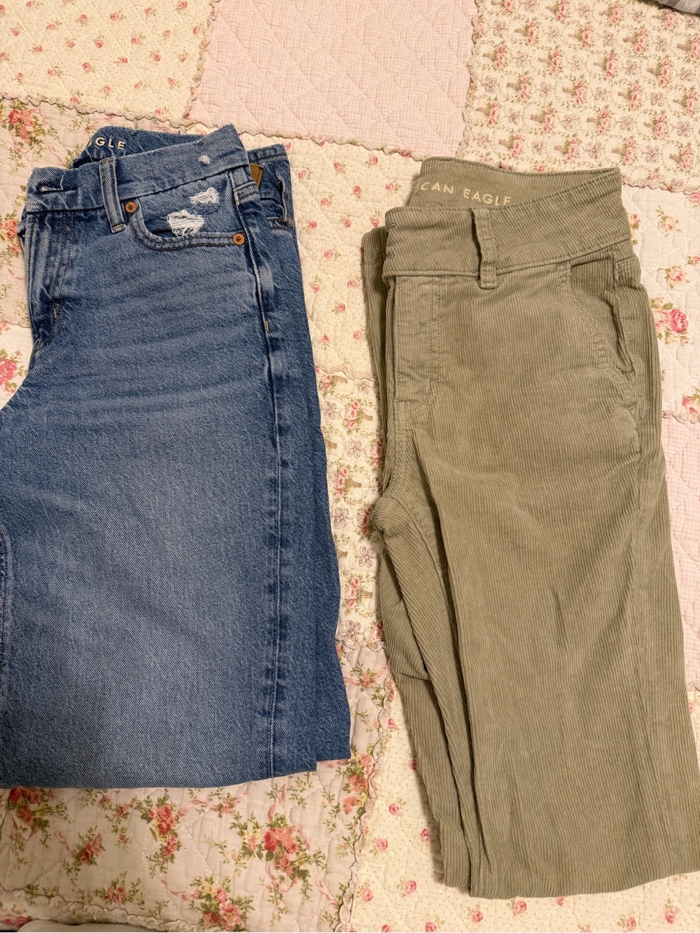 American Eagle Jeans-In Olive Green and Classic Blue Jeans